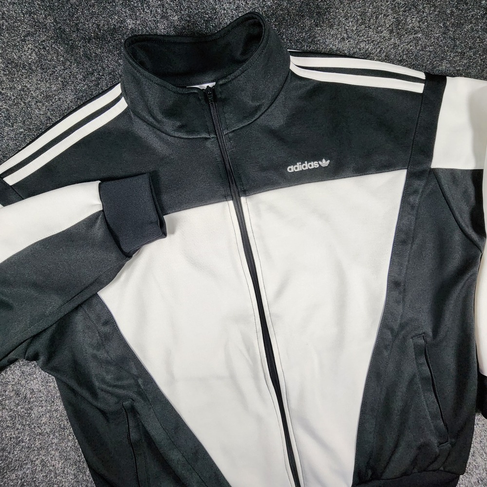 Adidas Trefoil Track Jacket Mens L Black White Colorblock Full Zip GD2030 - Picture 2 of 11